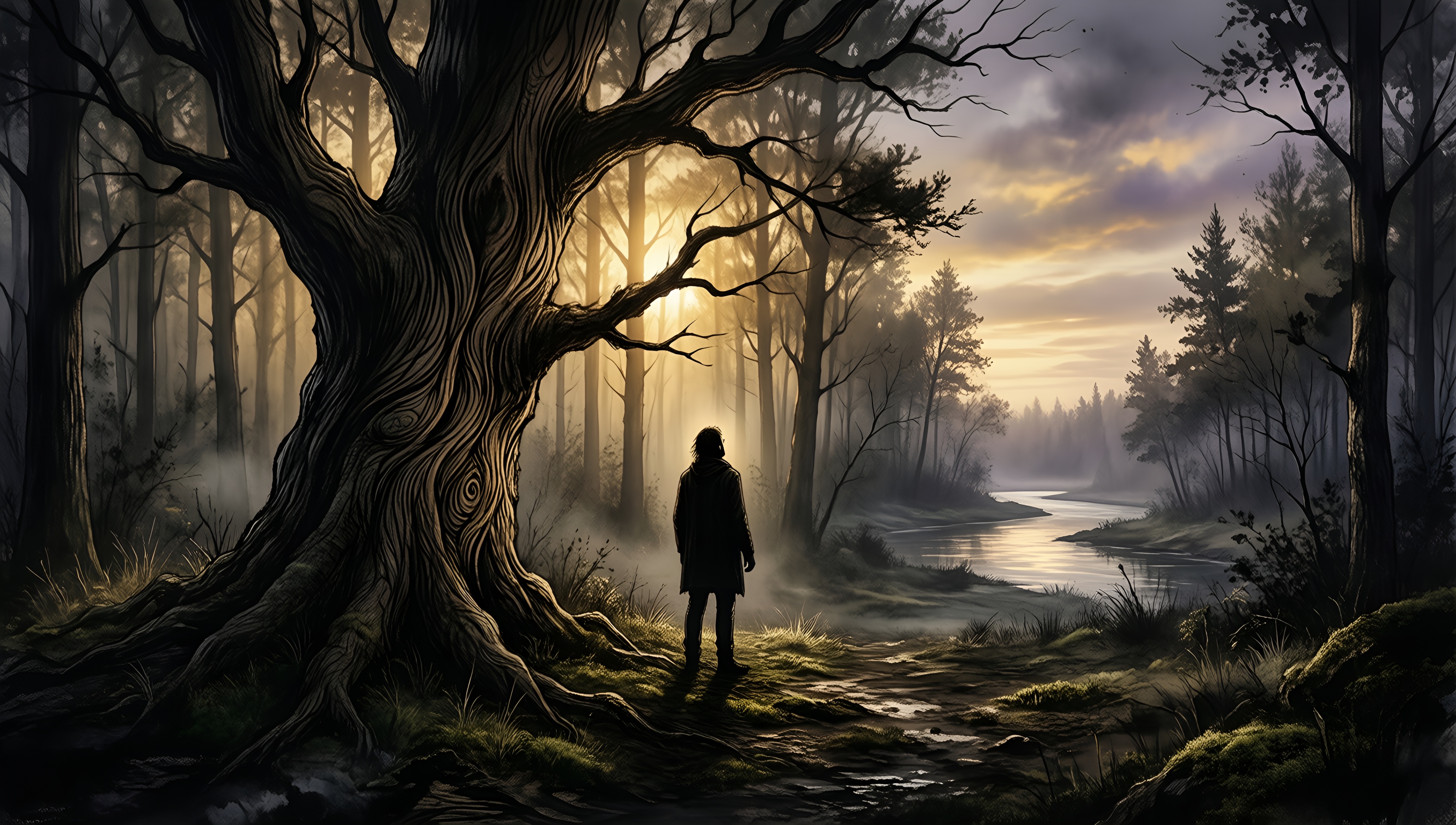 Mystic Forest Solitude - AI generated wallpaper