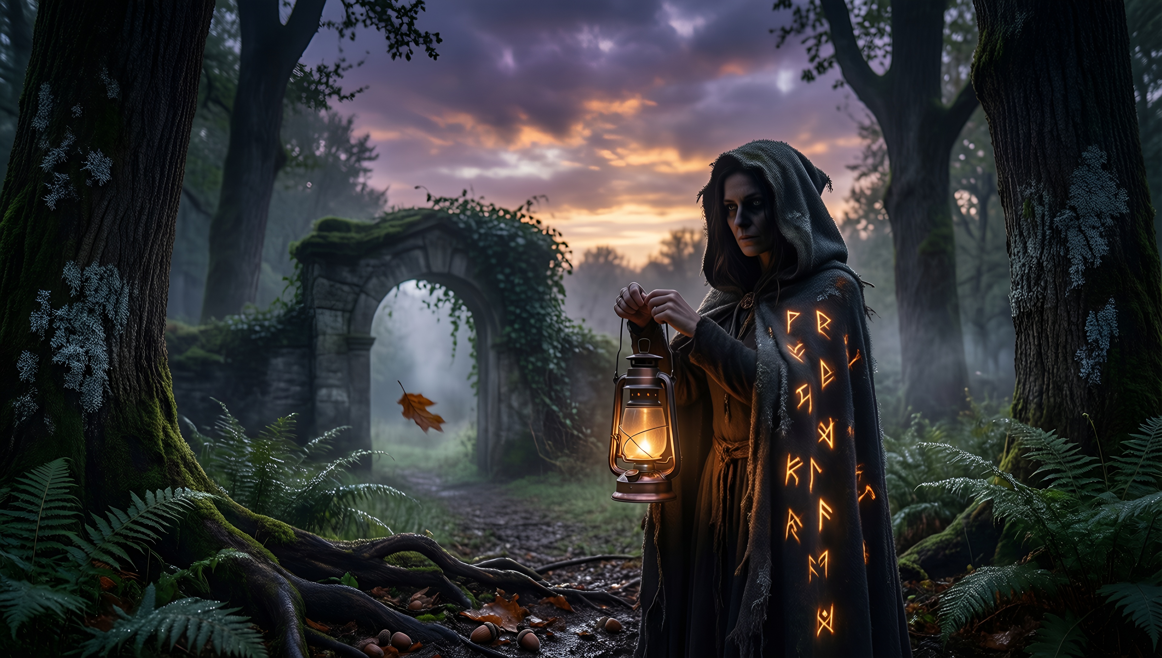 Mystic in the Enchanted Forest - AI generated wallpaper