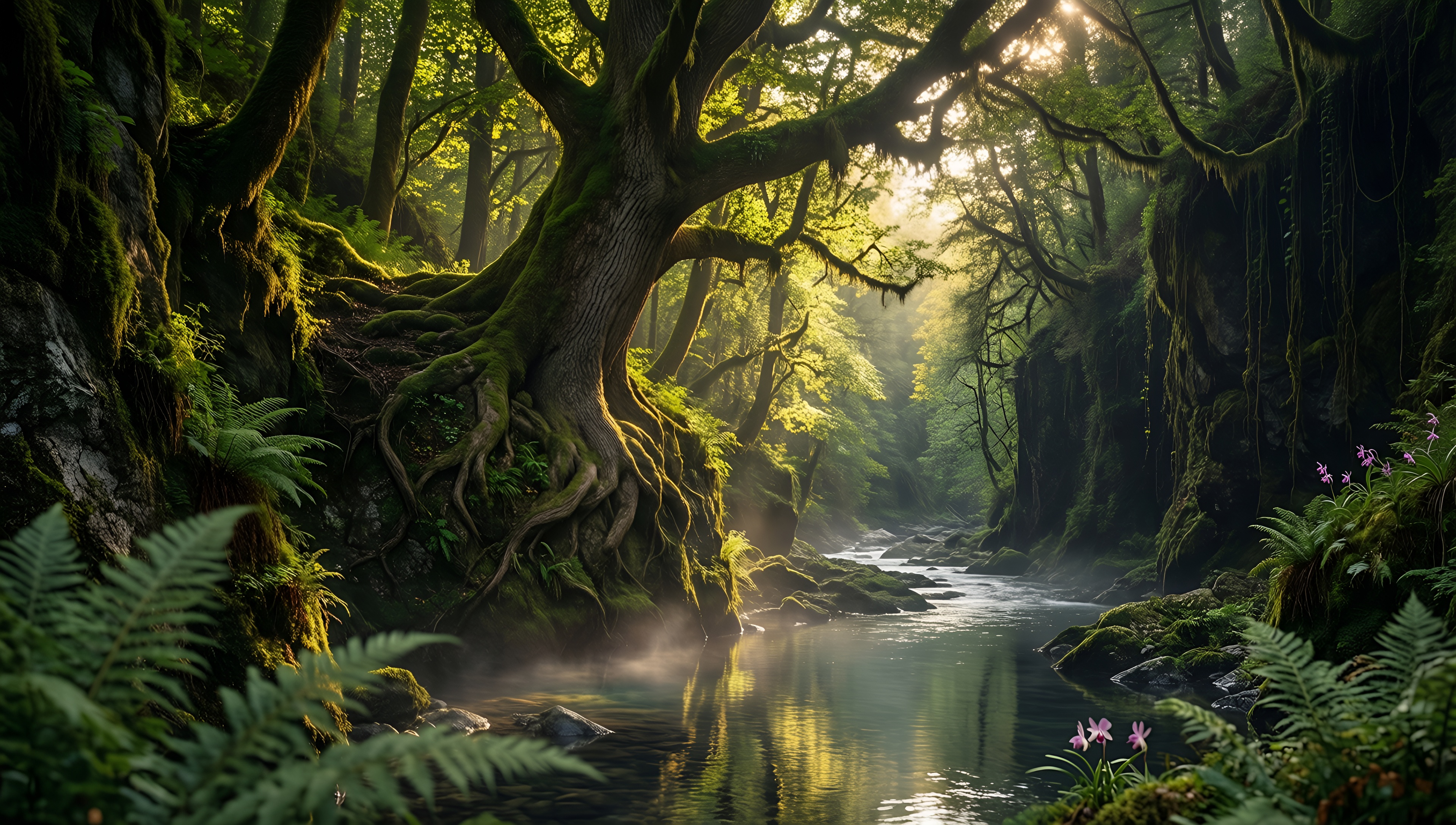 Enchanted Forest Oasis - AI generated wallpaper