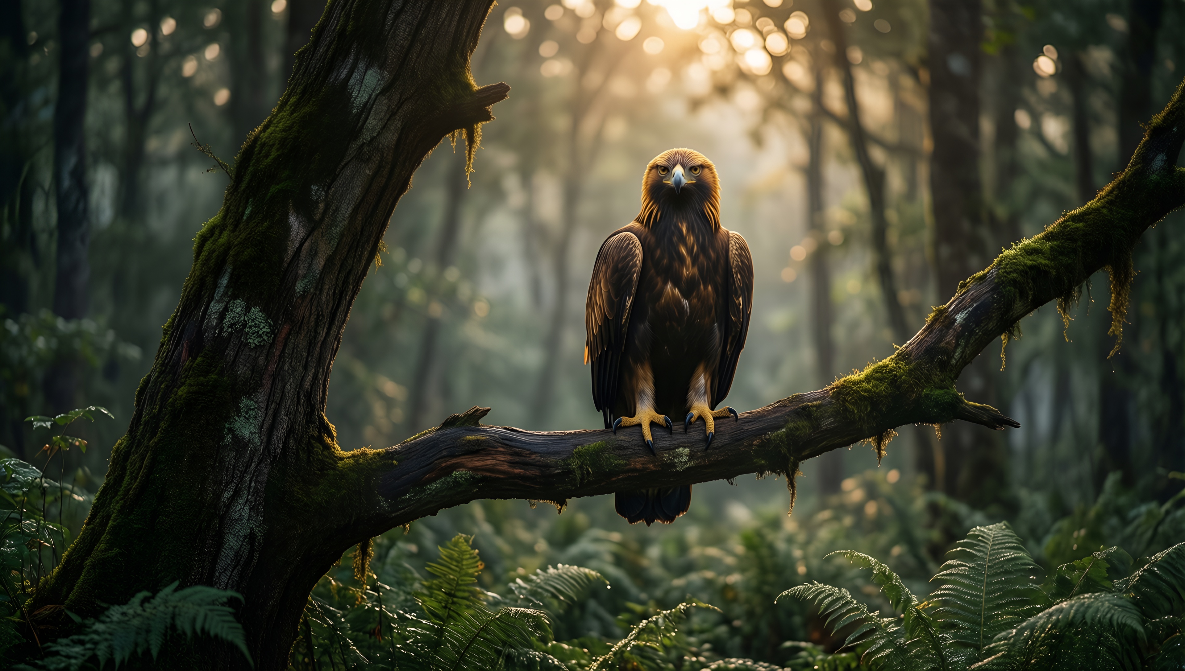 Majestic Eagle in a Lush Forest - AI generated wallpaper