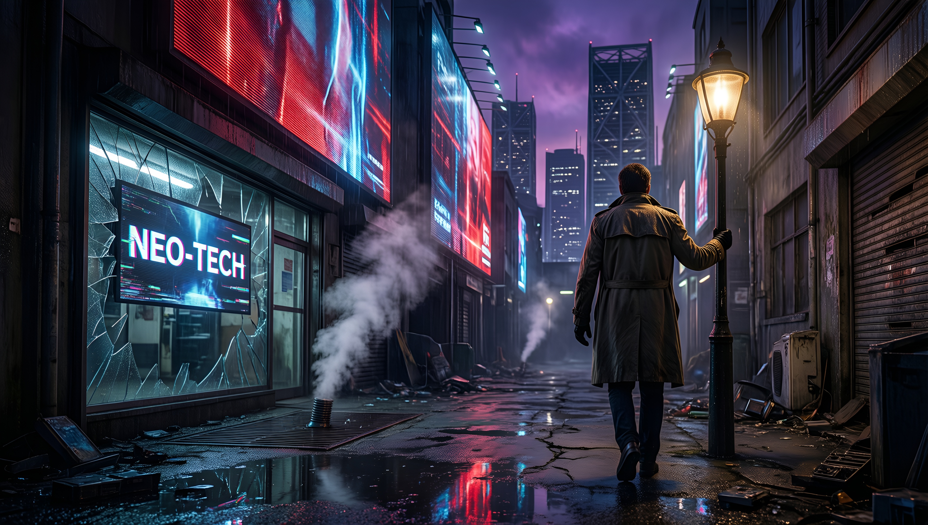 Cyberpunk Alleyway 3 - AI generated wallpaper