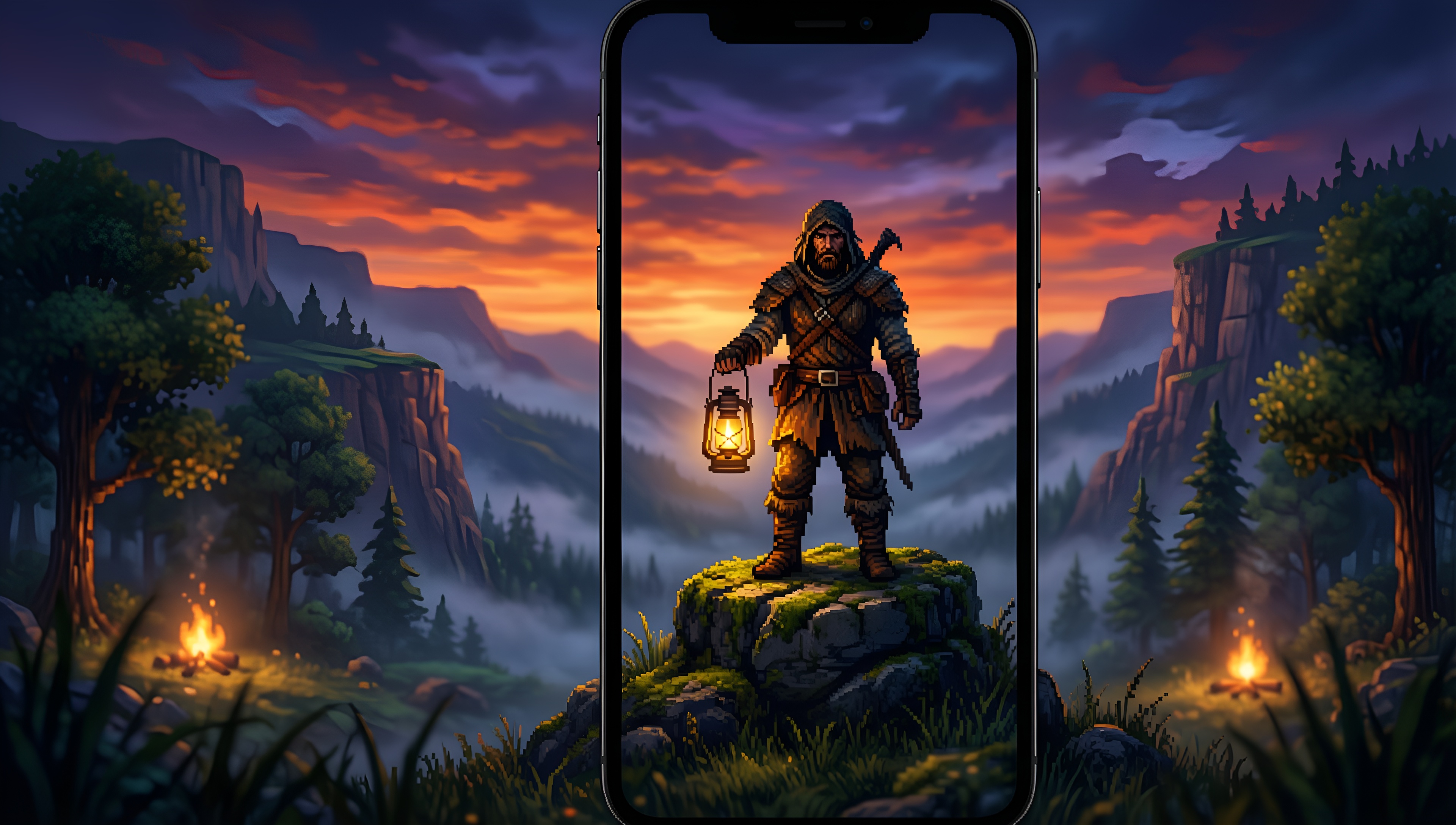 Mystic Explorer in the Wild - AI generated wallpaper