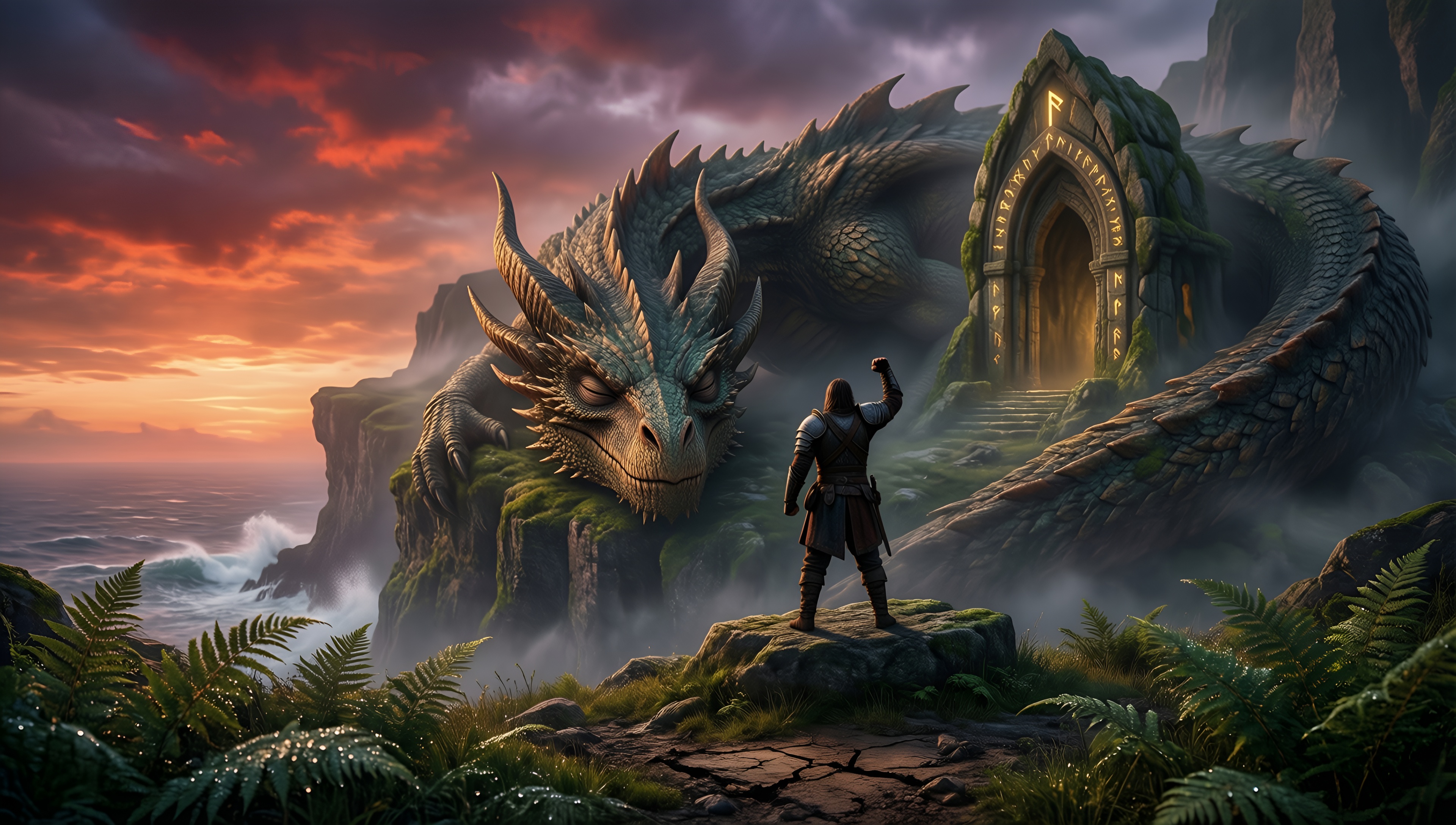 Dragon Guardian of the Gateway - AI generated wallpaper