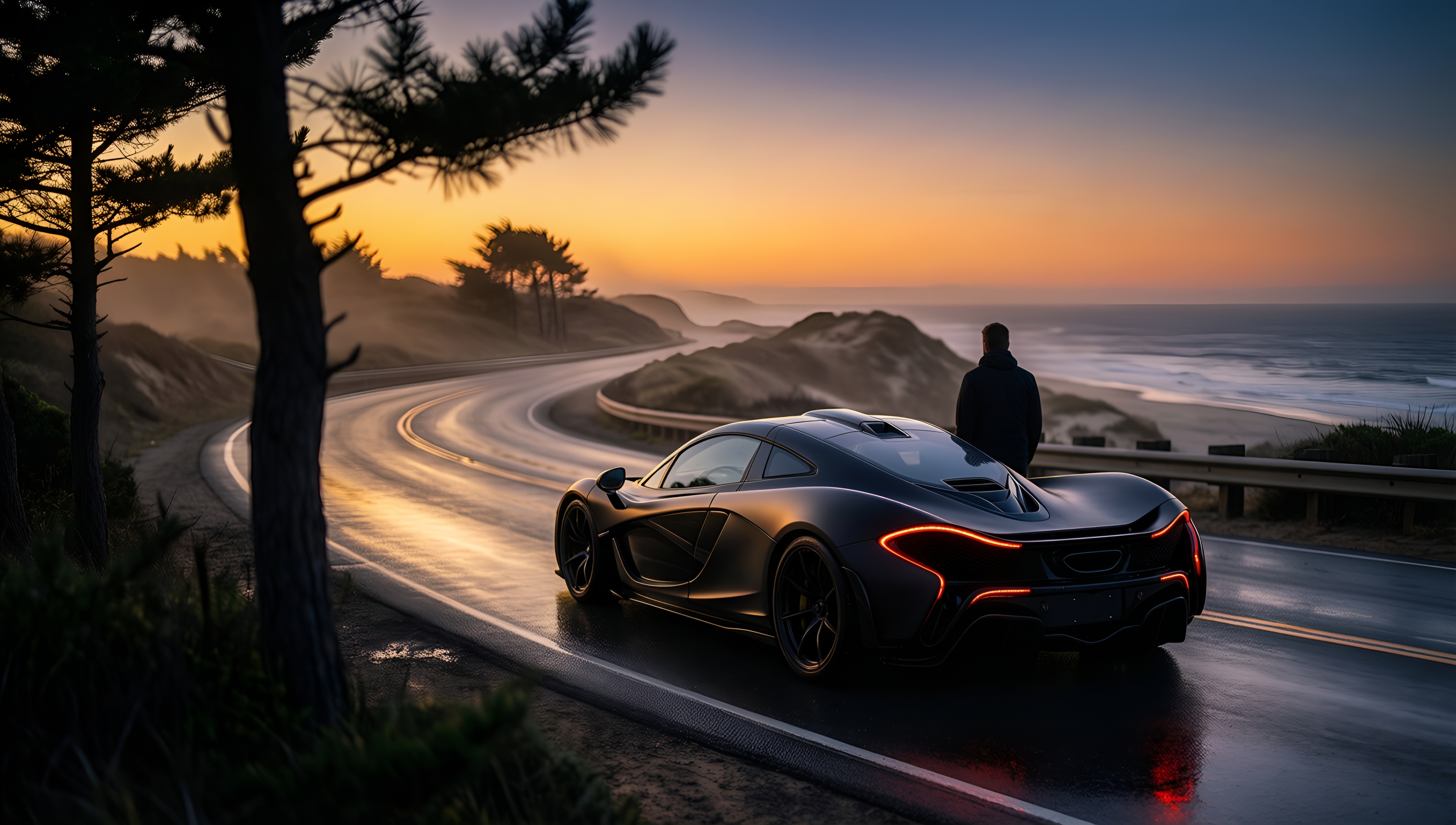 Sunset Drive: Coastal Road Trip - AI generated wallpaper