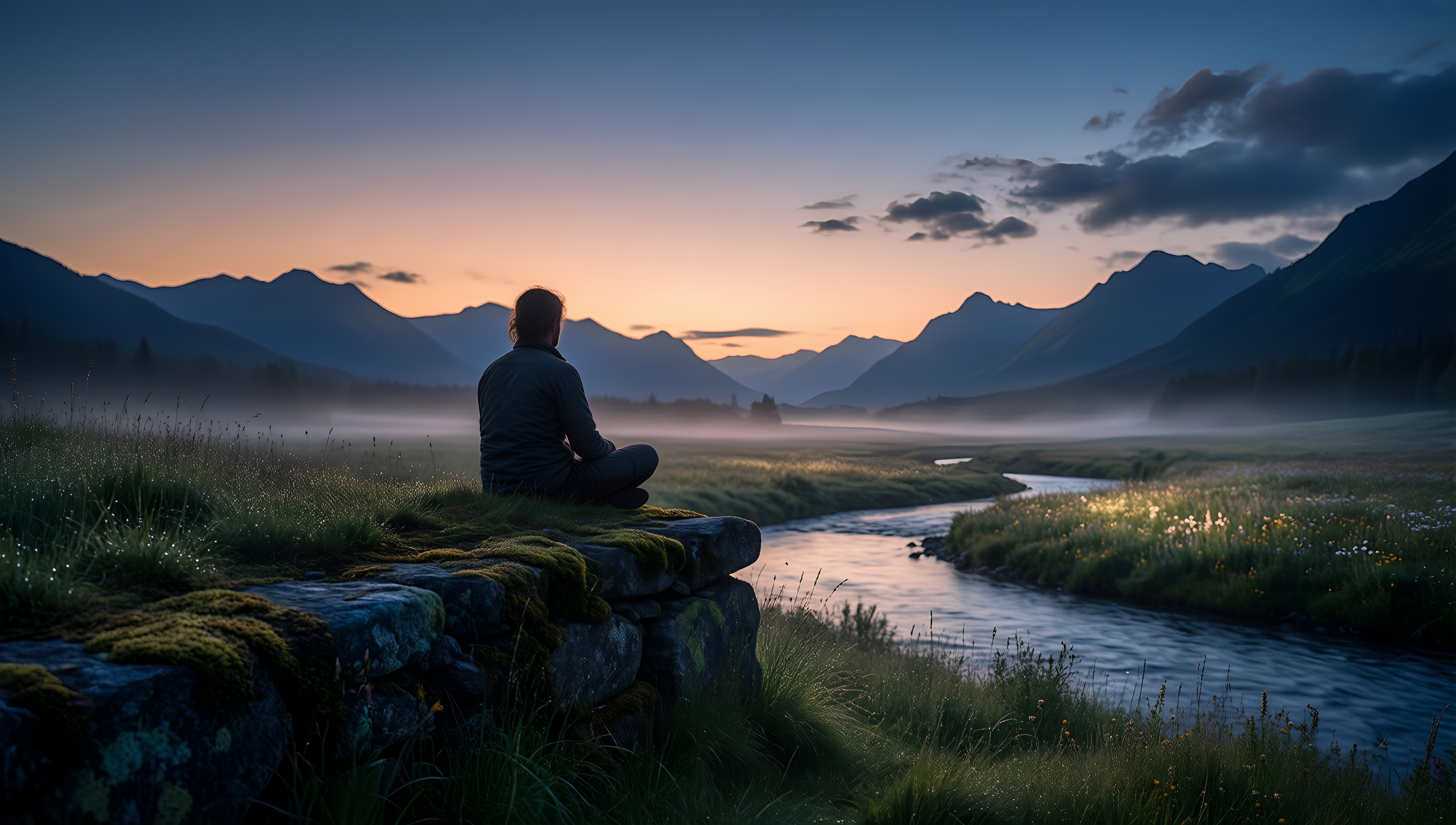 Meditation at Dawn - AI generated wallpaper