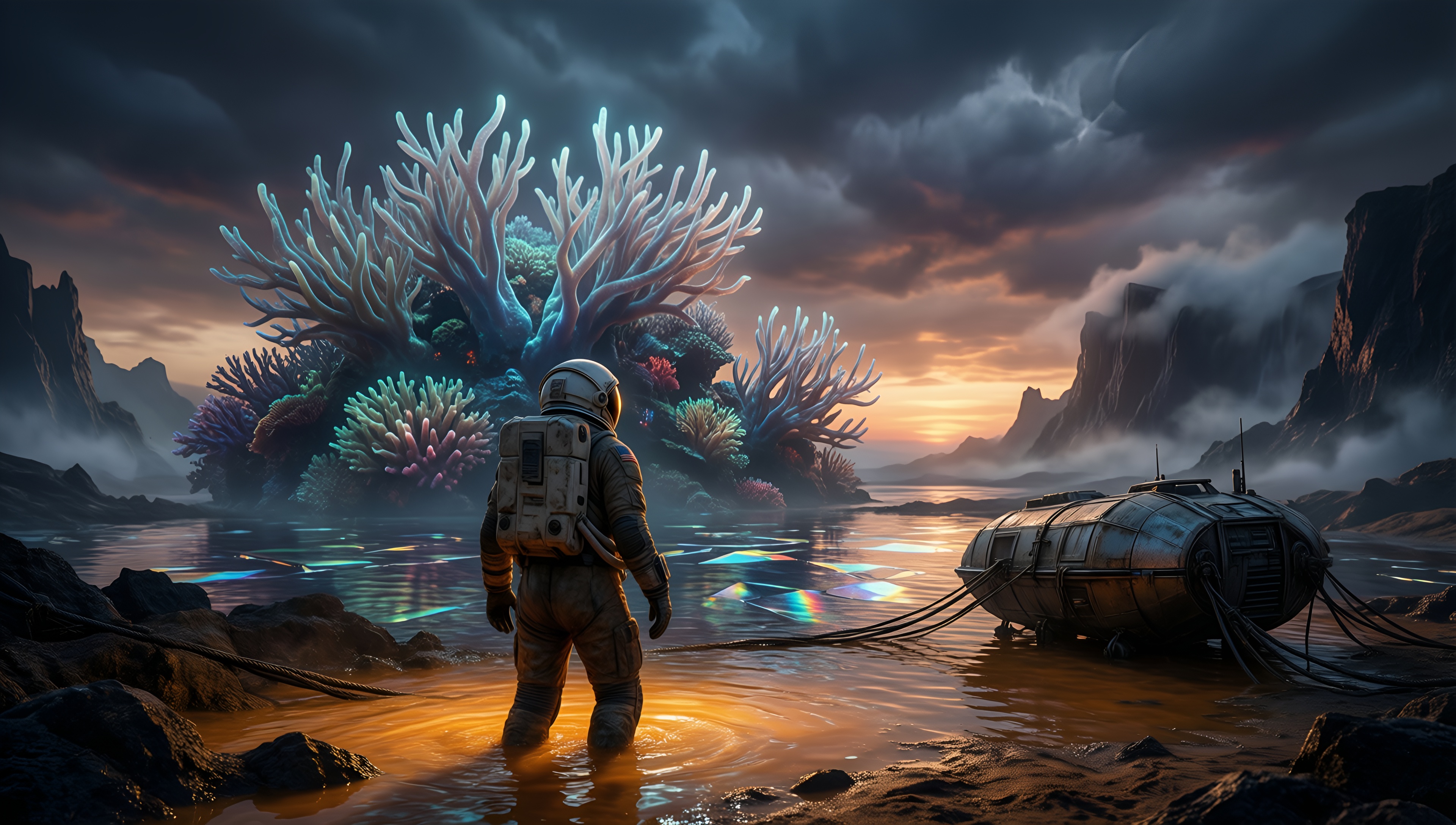 Alien Coral Oasis - AI generated wallpaper