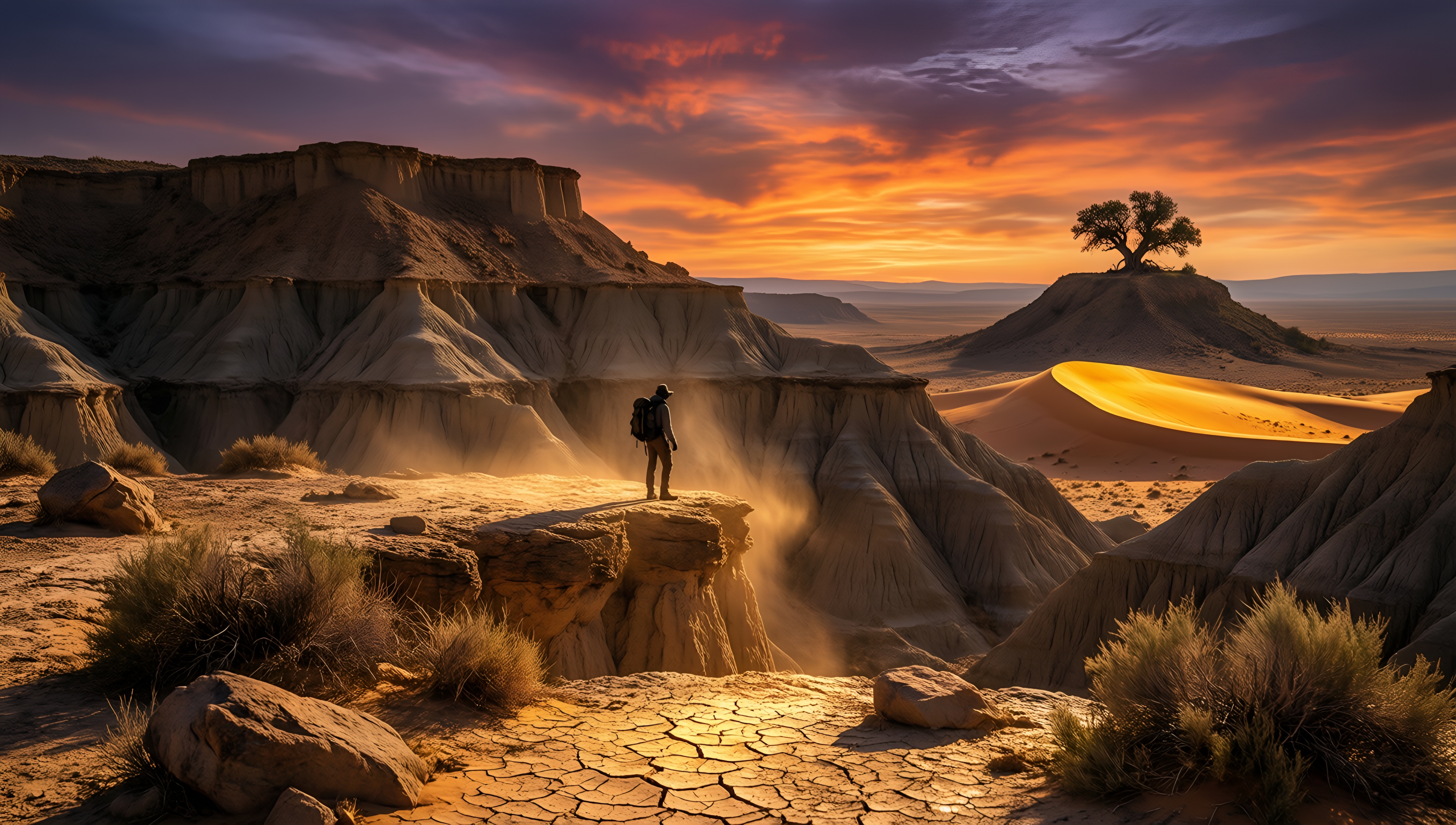 Desert Solitude at Sunset - AI generated wallpaper