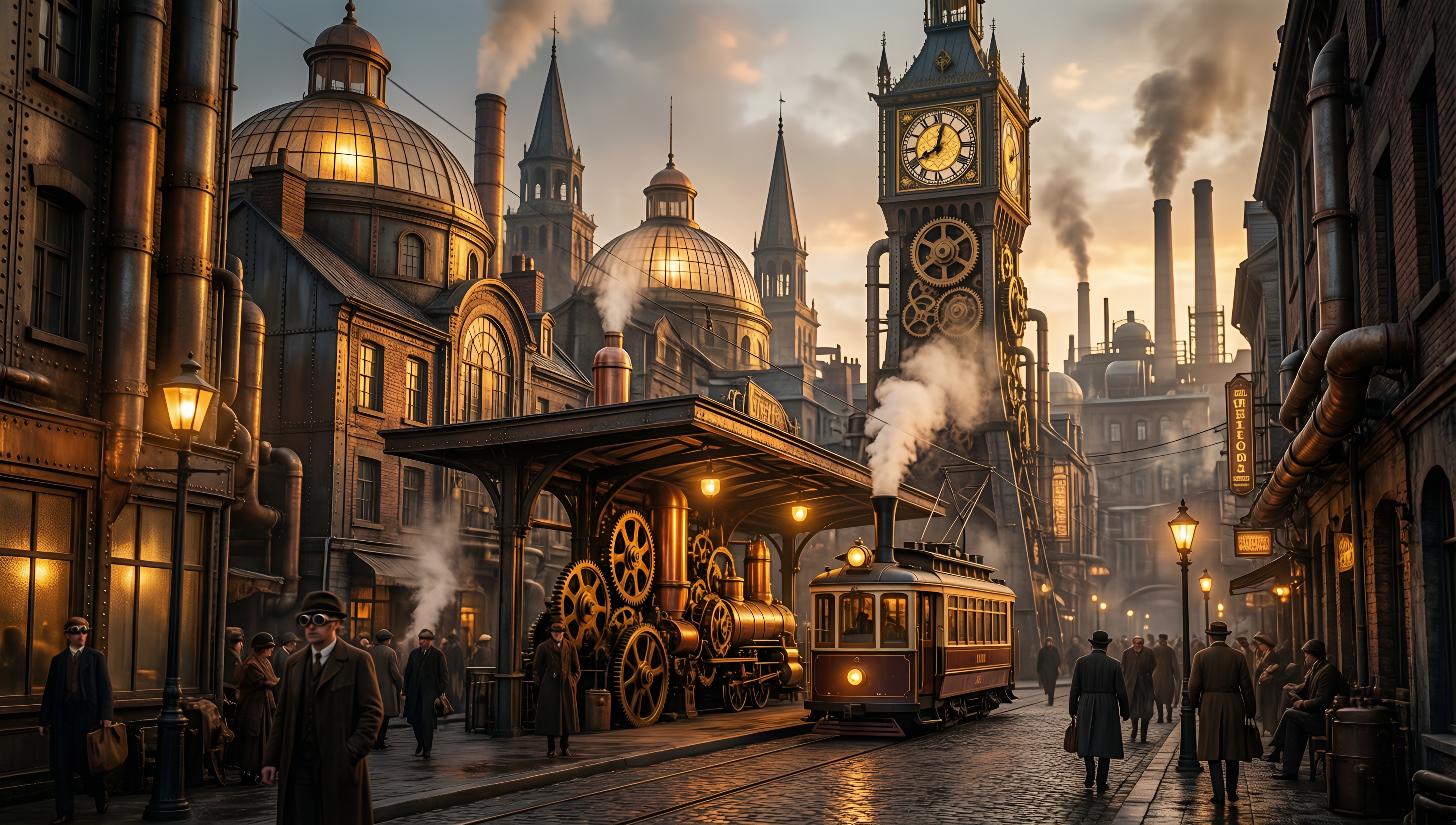 Steampunk Cityscape 1 - AI generated wallpaper