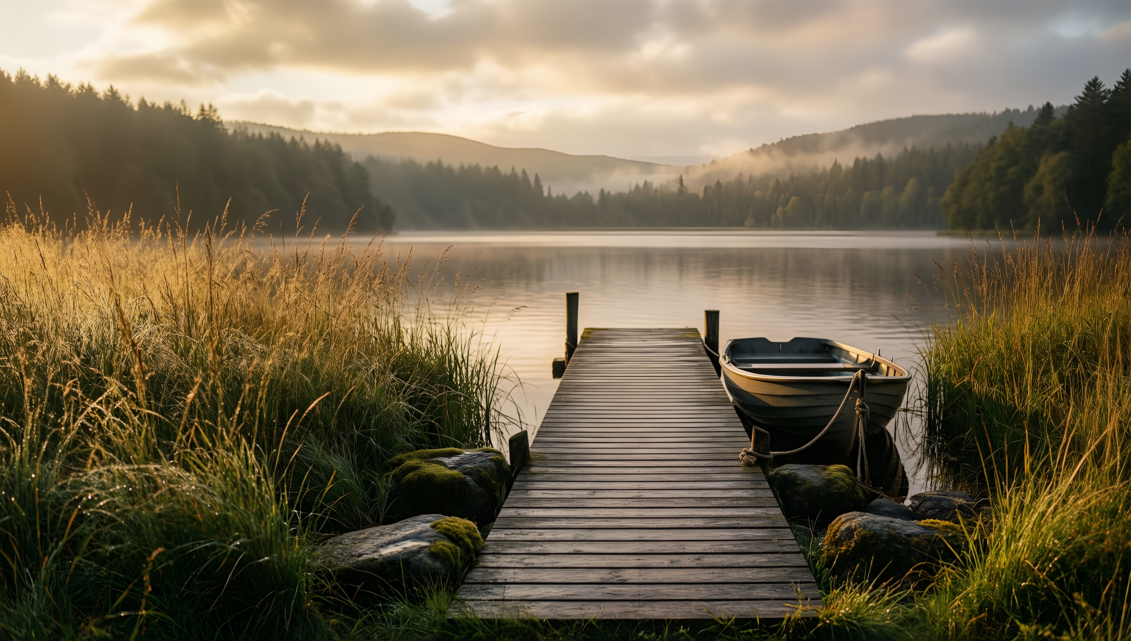 Serene Lake Dock - AI generated wallpaper