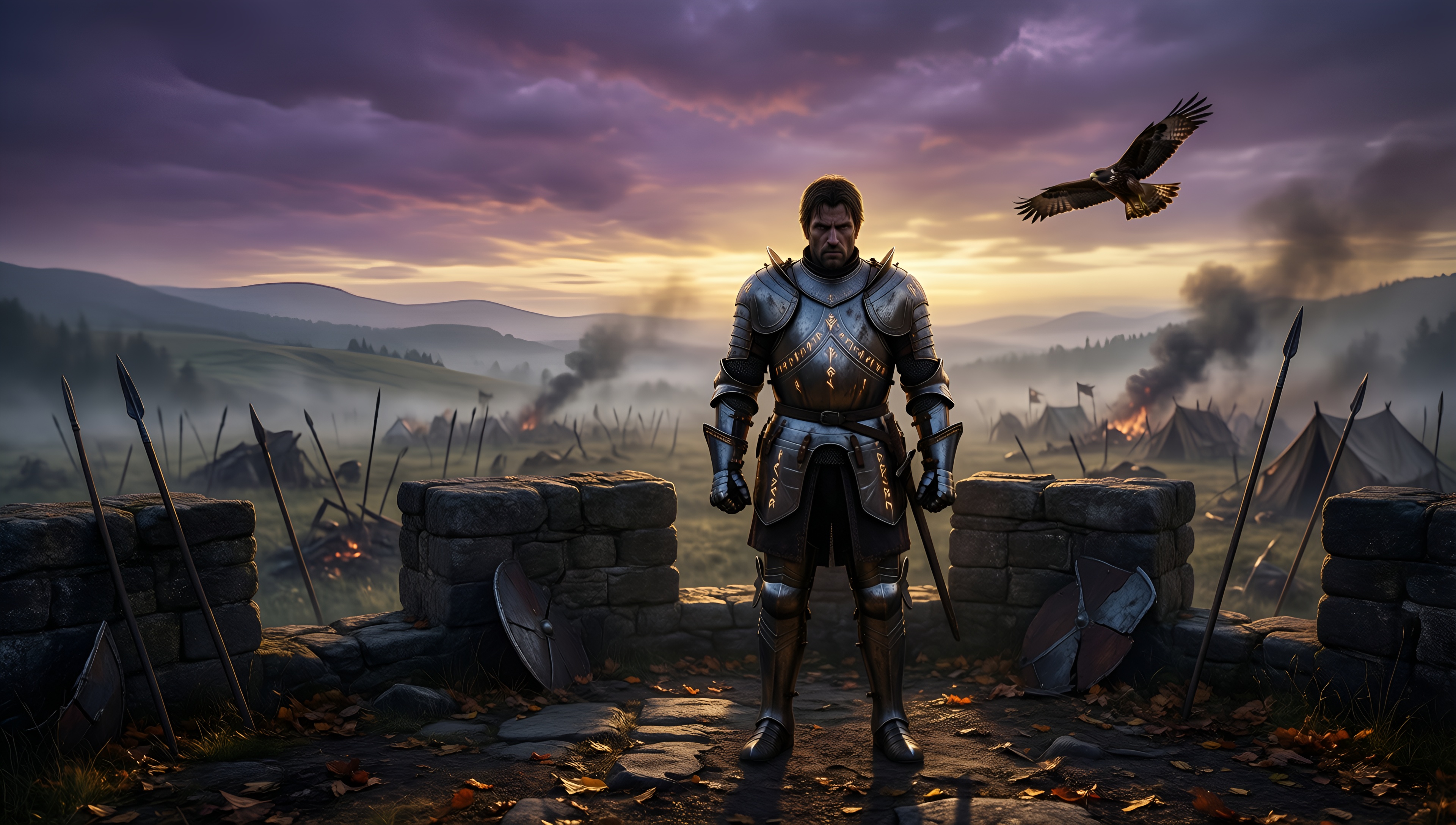 Majestic Knight At Dawn 1 - AI generated wallpaper
