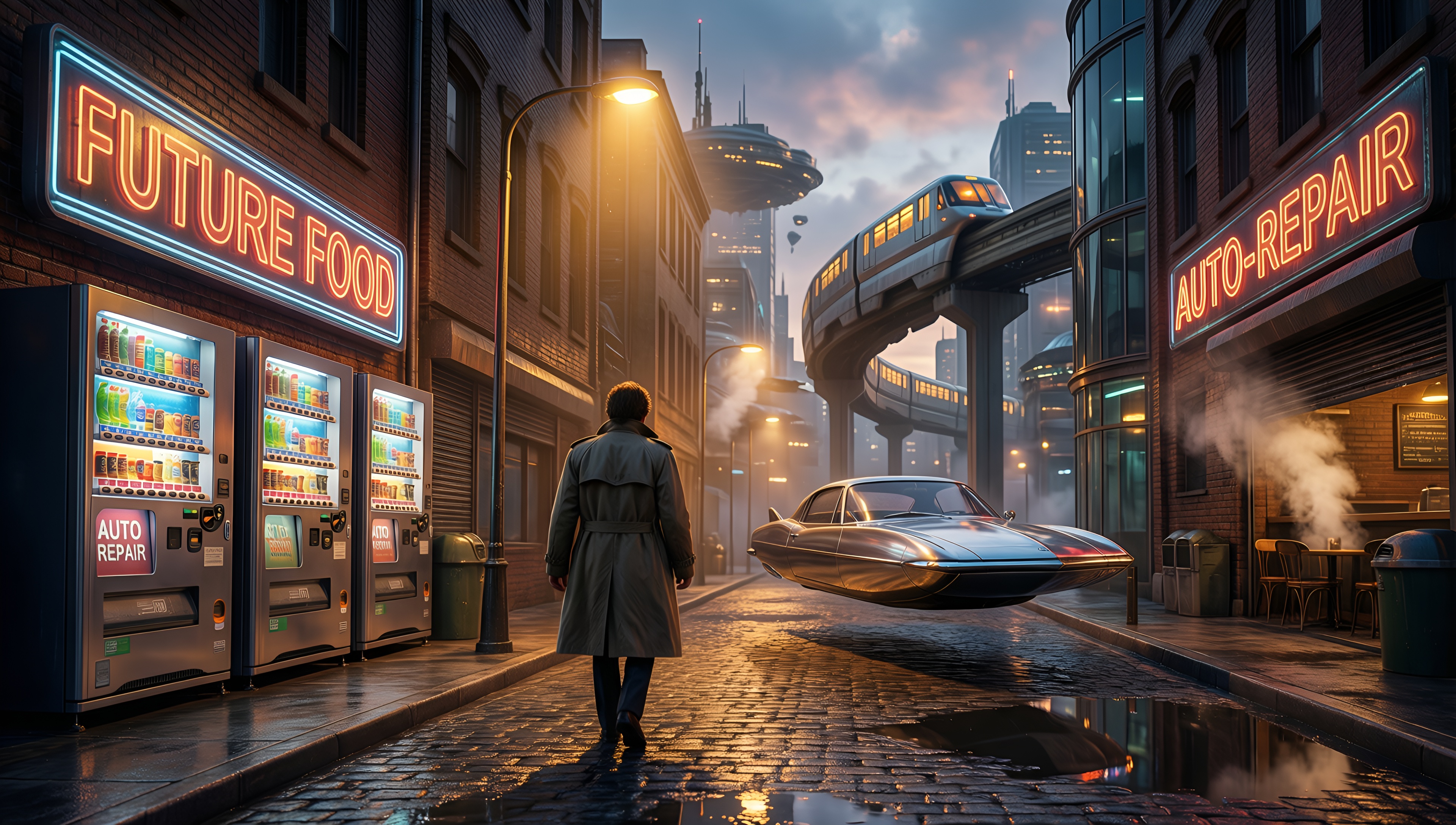 Cyberpunk Cityscape with Futuristic Elements 3 - AI generated wallpaper