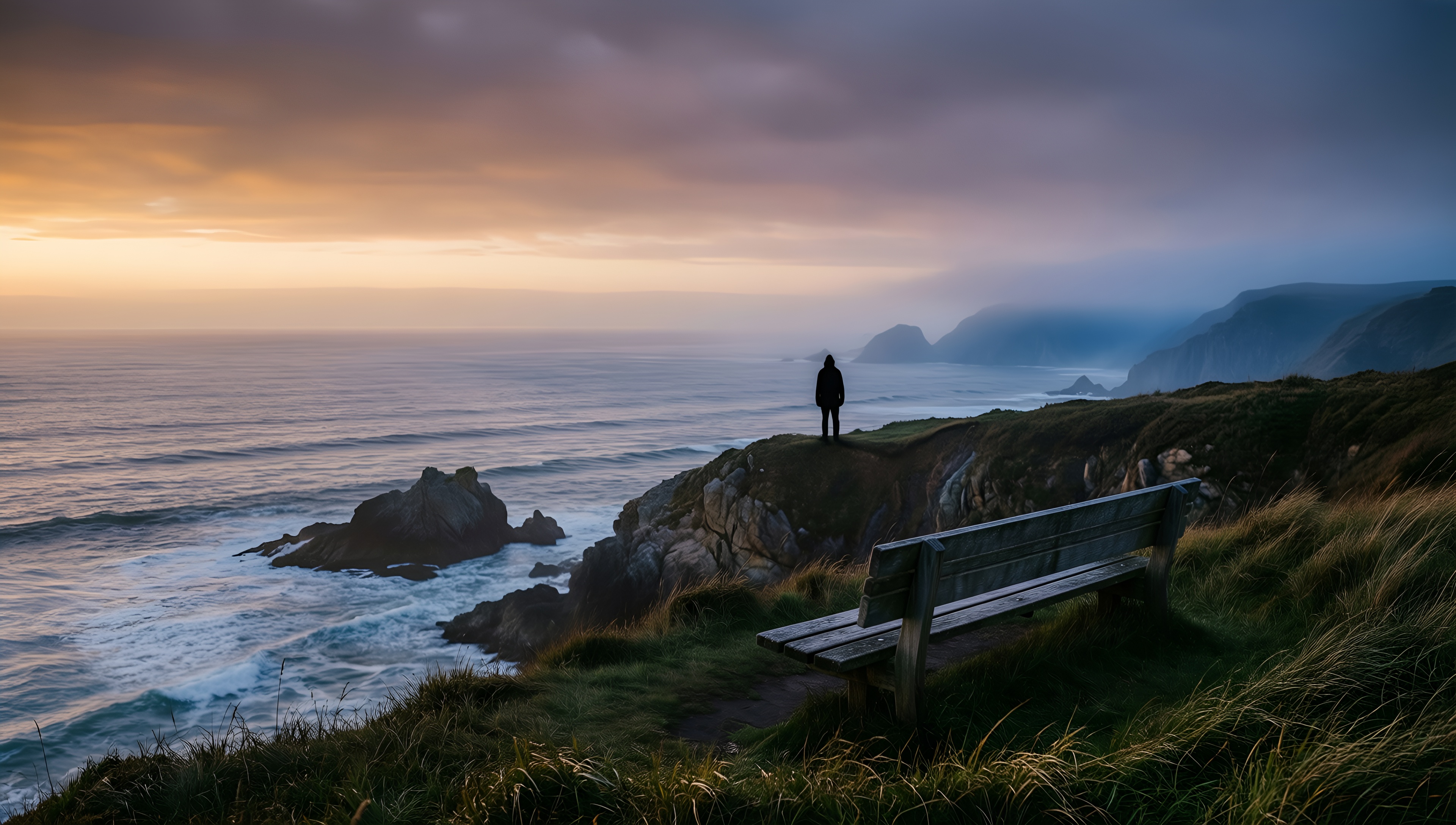Solitude by the Sea - AI generated wallpaper