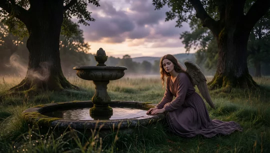 Serene Angel by the Fountain