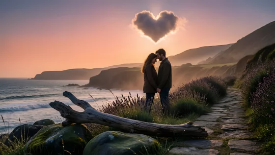 Romantic Sunset Heart Cloud