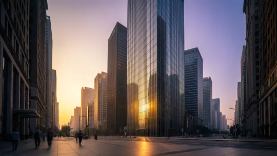 Sunset Reflections in Urban Skyscrapers