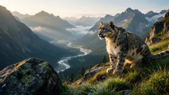 Snow Leopard in Mountain Majesty