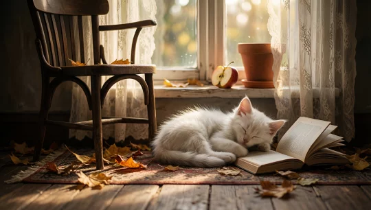 Cozy Cat Napping by the Window