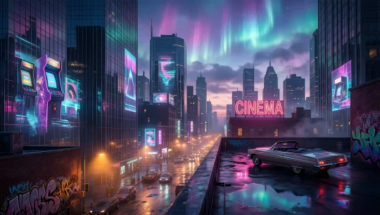 Cyberpunk Cityscape Aurora