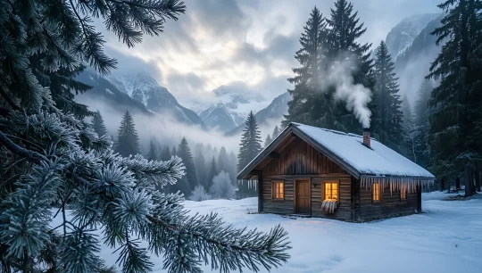 Cozy Winter Cabin in the Mountains