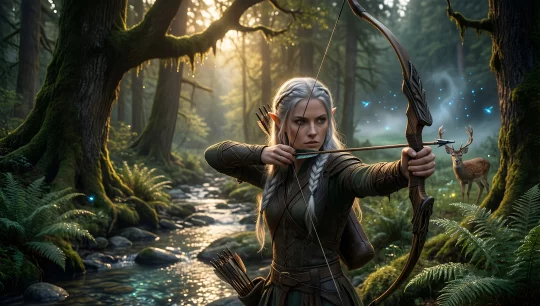 Elegant Archer in a Mystical Forest