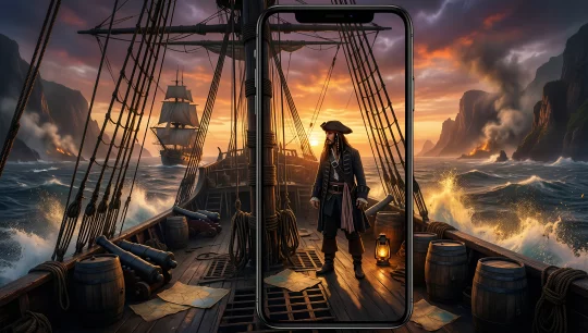 Pirate Sunset Adventure Wallpaper