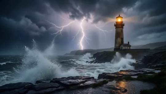 Lighthouse in a Stormy Night