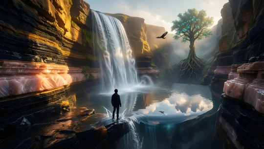 Mystic Waterfall Reflection