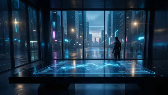 Cyberpunk Cityscape Reflection