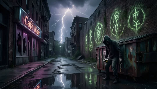 Cyberpunk Alley Under Lightning
