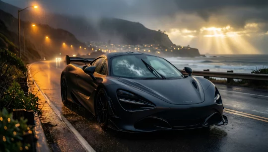 Rainy Coastal Drive